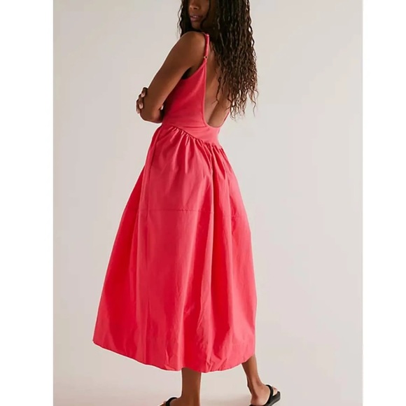 COPY - Free People Dylan Midi Dress in Miami Beet.Waist is 14 1/2 and skirt is … - Picture 4 of 7